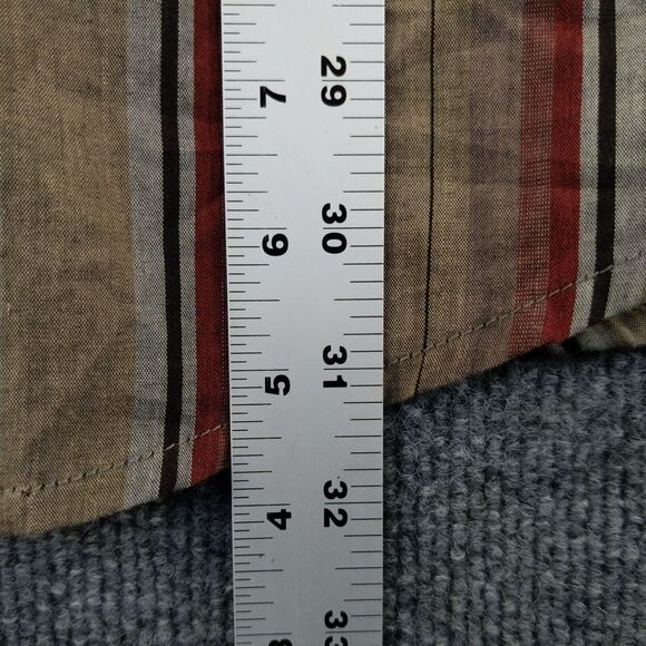 Bit & Bridle Mens Western Shirt Long Sleeve Pearl Snaps Striped SZ XL Brown Red - Picture 5 of 12